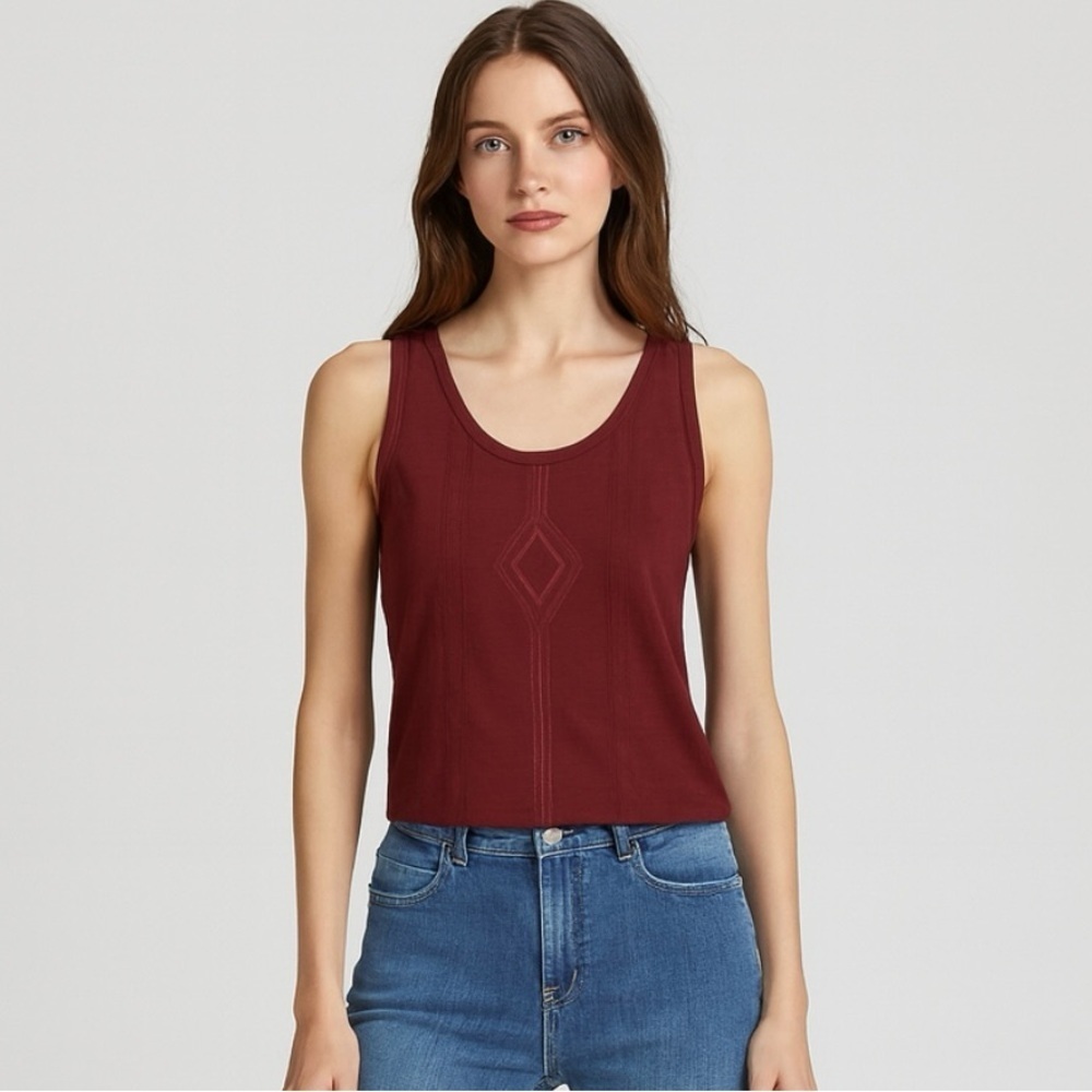 Eddie Bauer Embroidered Burgundy Tank Top XS - Picture 3 of 10